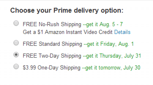 Теперь вы можете выбрать более медленную доставку Amazon в обмен на бесплатные кредиты мгновенного видео