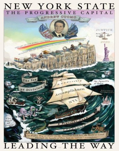 Плакат Эндрю Куомо с морской тематикой на 2020 год - самое смелое искусство недели